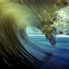 an empty wave barrels in the atlantic ocean