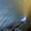 an empty wave barrels in the atlantic ocean