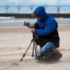 a photographer sets up to shoot the action in south haven mi