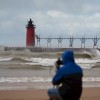a photographer sets up to shoot the action in south haven mi