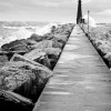 Pier to the Muskegon Lighthouse on a stormy day