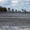 Surfers paddling out to ride lake michigan