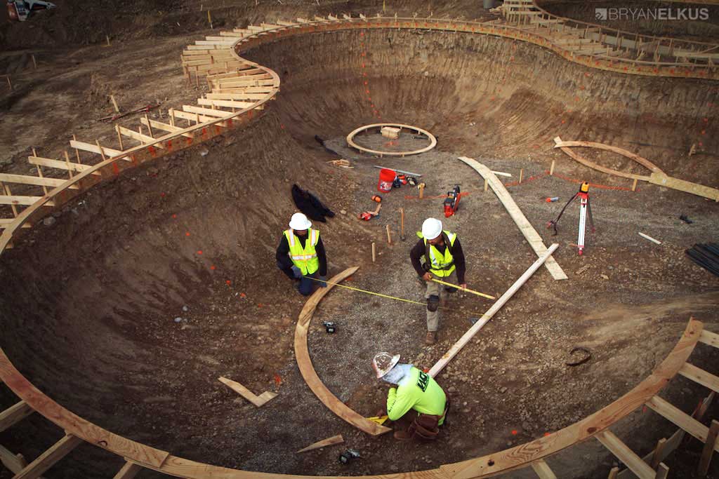construction of the ann arbor skatepark's clover bowl