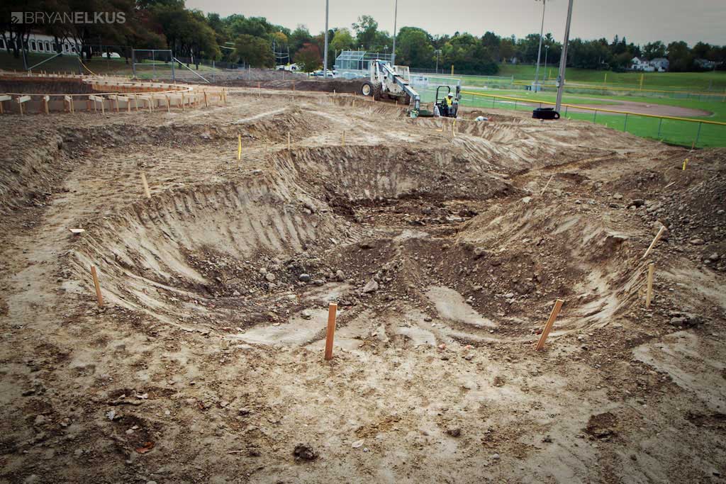 construction of the ann arbor skatepark's snake run