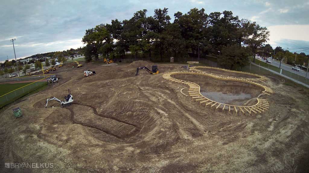overview of the construction at the ann arbor skatepark