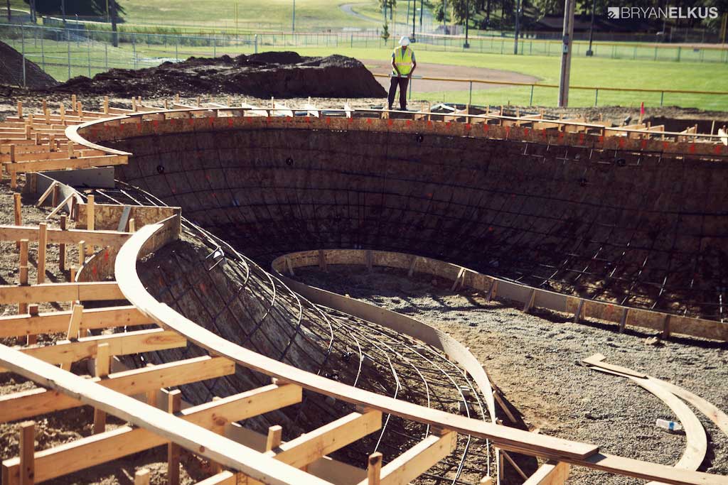 rebar of the ann arbor skatepark's clover bowl ready for concrete