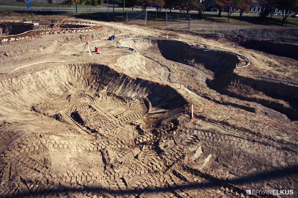 Excavation of the ann arbor skatepark's snake run