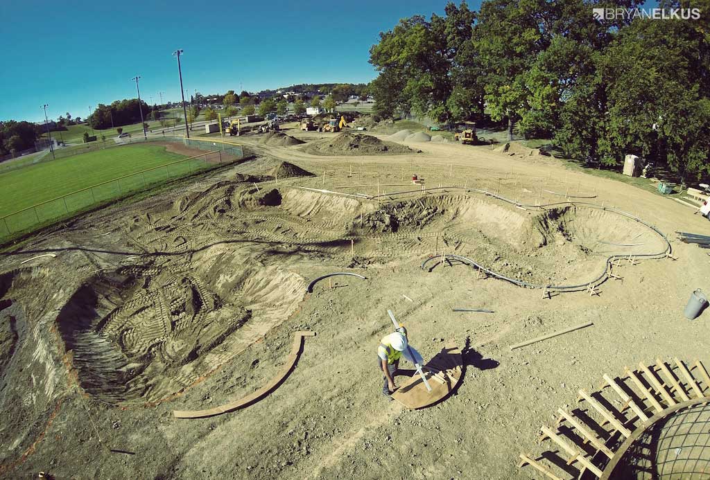 construction of the ann arbor skatepark's snake run