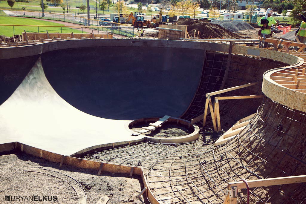 the clover bowl concrete half done Ann Arbor Skatepark in Michican