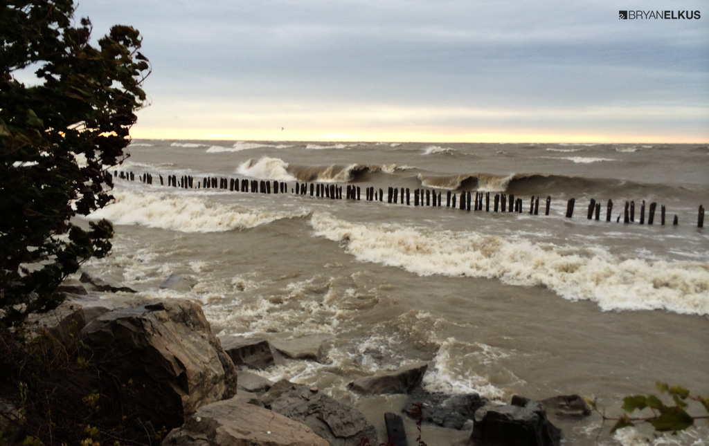 Waves breaking on Lake Erie near Erieau CA